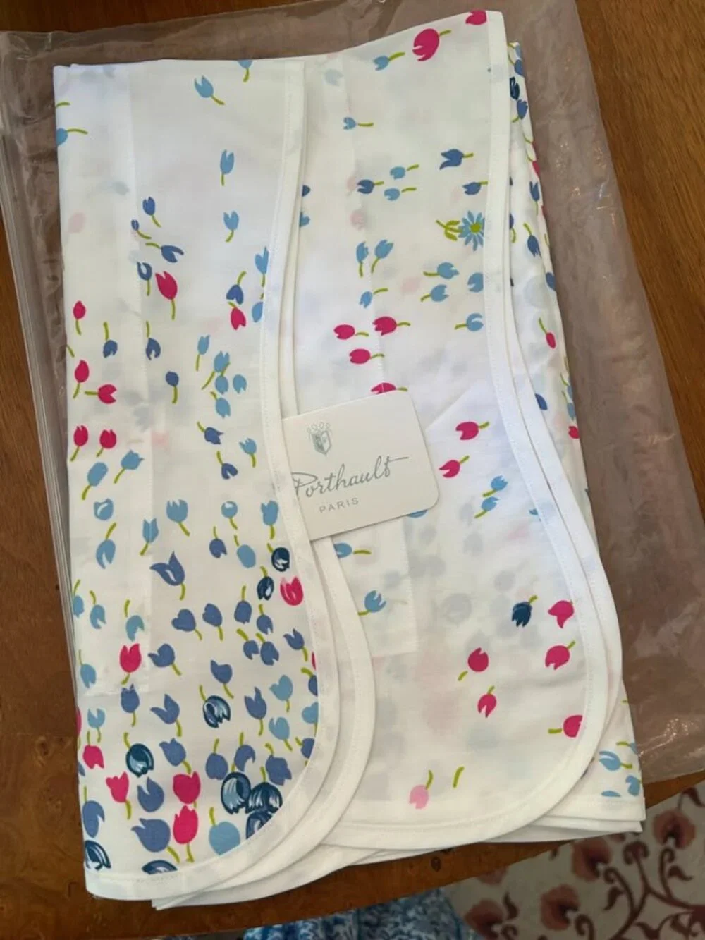NWT D. Porthault Bouquet Eclaté Blue and Pink King Size Sham